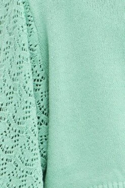 Green Knit Cardigan Long Sleeve Crop -Women Clothing Shop KN2297 12PB MINT 6