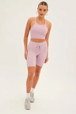 Purple Biker Shorts Activewear High Rise Seamless -Women Clothing Shop aw12651x f4 purple 3