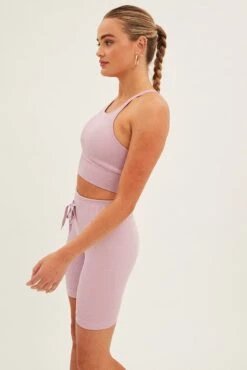 Purple Biker Shorts Activewear High Rise Seamless -Women Clothing Shop aw12651x f4 purple 4