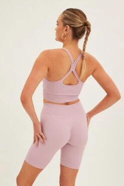 Purple Biker Shorts Activewear High Rise Seamless -Women Clothing Shop aw12651x f4 purple 5
