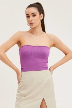 Purple Bandeau Top Seamless -Women Clothing Shop bandeau purple bandeau top seamless 32980805845185