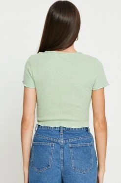 Green Crop Cardigan Short Sleeve Waffle -Women Clothing Shop basic cardigan green crop cardigan short sleeve waffle 32965159747777