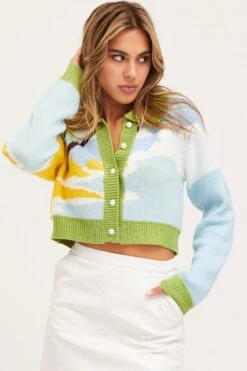 Multi Knit Cardigan Long Sleeve Collared -Women Clothing Shop basic cardigan multi knit cardigan long sleeve collared 32966381043905