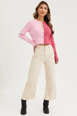 Multi Knit Cardigan Long Sleeve Round Neck Colour Block -Women Clothing Shop basic cardigan multi knit cardigan long sleeve round neck colour block 32966413516993