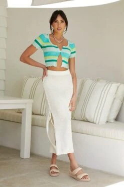 Stripe Knit Cardigan Short Sleeve Crop V-Neck -Women Clothing Shop basic cardigan stripe knit cardigan short sleeve crop v neck 33006709113025