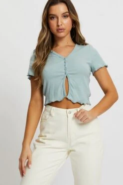 Green Rib Short Sleeve Cardigan -Women Clothing Shop basic cardigan yellow rib short sleeve cardigan 32887838703809