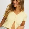 Yellow Rib Short Sleeve Cardigan -Women Clothing Shop basic cardigan yellow rib short sleeve cardigan 32965160992961