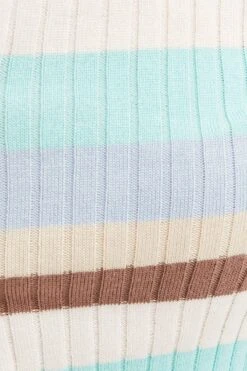 Blue Stripe Crop Cardigan Short Sleeve Knit -Women Clothing Shop basic knit blue stripe crop cardigan short sleeve knit 33140697399489