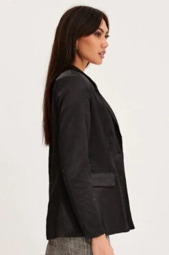 Black Workwear Jacket Long Sleeve -Women Clothing Shop blazer black workwear jacket long sleeve 32966639911105