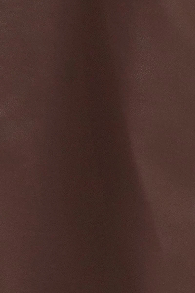 Brown Faux Leather Jacket Long Sleeve 8 Brown Faux Leather Jacket Long Sleeve - Image 6