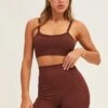Brown Bralette Crop Round Neck Seamless -Women Clothing Shop bralette brown bralette crop round neck seamless 32980806533313