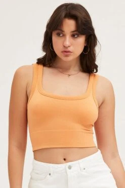 Orange Bralette Seamless Rib 10 Orange Bralette Seamless Rib -Women Clothing Shop bralette orange bralette seamless rib 32964765581505