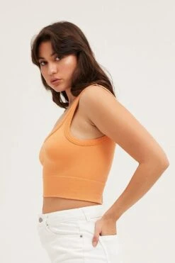 Orange Bralette Seamless Rib 11 Orange Bralette Seamless Rib -Women Clothing Shop bralette orange bralette seamless rib 32964765614273