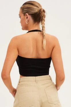 Black Halter Top Round Neck Seamless -Women Clothing Shop bralette purple halter top round neck seamless 33126732366017