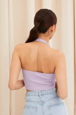 Purple Halter Top Round Neck Seamless -Women Clothing Shop bralette purple halter top round neck seamless 33126733152449