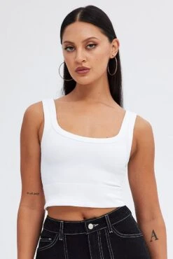 White Bralette Seamless Rib 10 White Bralette Seamless Rib -Women Clothing Shop bs0003 39j white 3