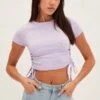 Purple T Shirt Short Sleeve Crew Neck -Women Clothing Shop bs1015a 39j lilac 1