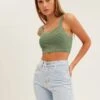 Green Bralette Top Seamless -Women Clothing Shop bs1039 39j wash khaki 1
