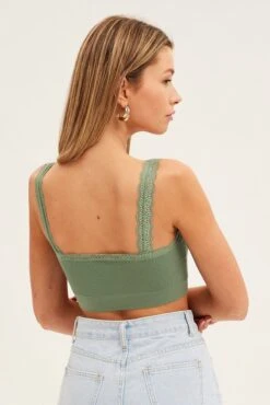 Green Bralette Top Seamless 12 Green Bralette Top Seamless -Women Clothing Shop bs1039 39j wash khaki 5