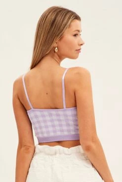 Purple Check Bralette Seamless -Women Clothing Shop bs1299e 39j check 5