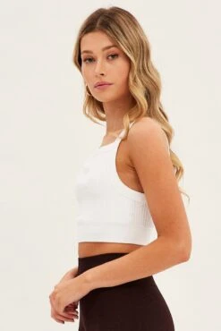 White Singlet Top Square Neck Seamless -Women Clothing Shop bs1691 84j white 4