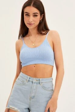 Blue Top Sleeveless Seamless