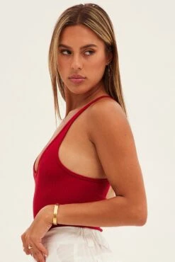 Red Bodysuit Scoop Neck Seamless 13 Red Bodysuit Scoop Neck Seamless -Women Clothing Shop bs1792 84j red 5