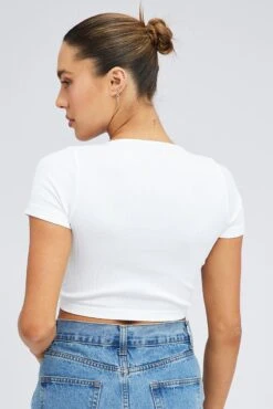 White T Shirt Short Sleeve V Neck Seamless 12 White T Shirt Short Sleeve V Neck Seamless -Women Clothing Shop bs1922a 39j white 5