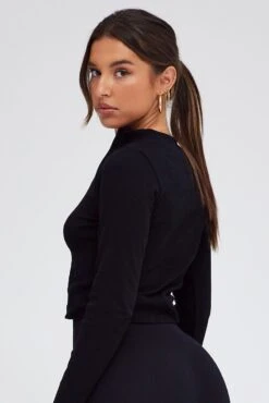 Black Zip Up Top Long Sleeve Seamless -Women Clothing Shop bs1976 39j black 5