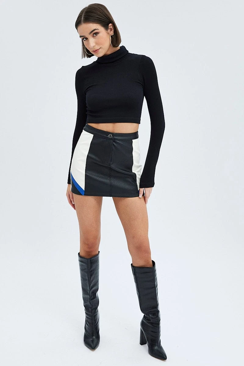 Black Top Long Sleeve Roll Up Neck Seamless 4 Black Top Long Sleeve Roll Up Neck Seamless - Image 2