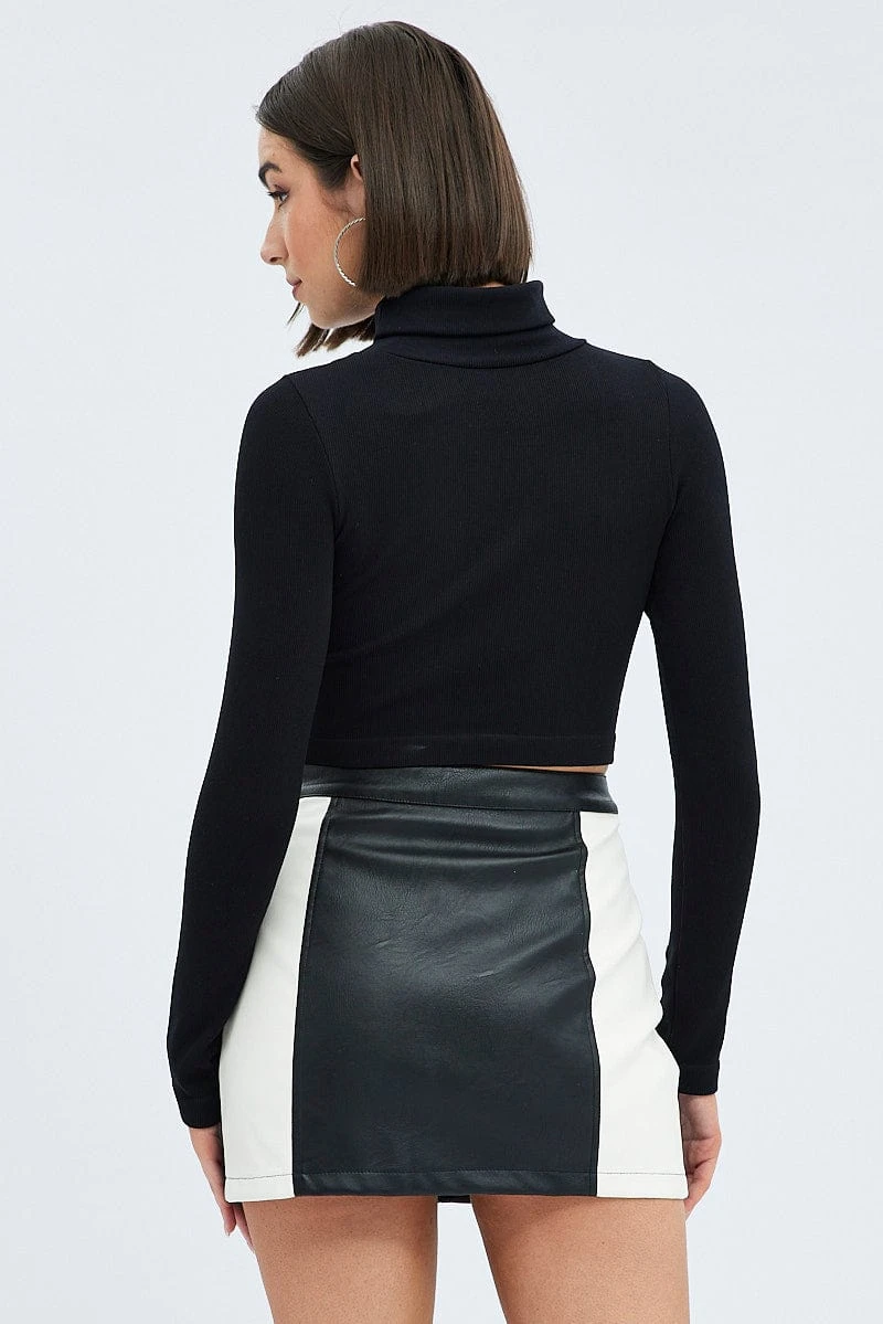 Black Top Long Sleeve Roll Up Neck Seamless 7 Black Top Long Sleeve Roll Up Neck Seamless - Image 5