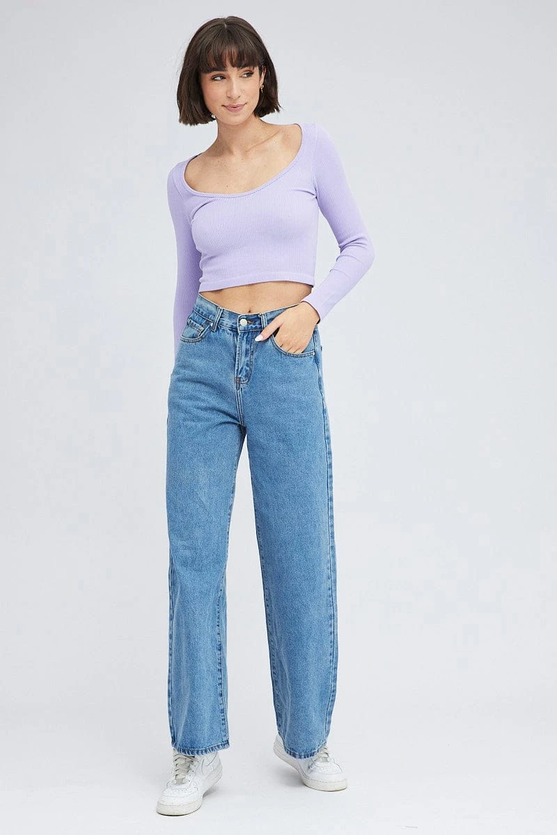 Purple Top Long Sleeve Scoop Neck Seamless 4 Purple Top Long Sleeve Scoop Neck Seamless - Image 2