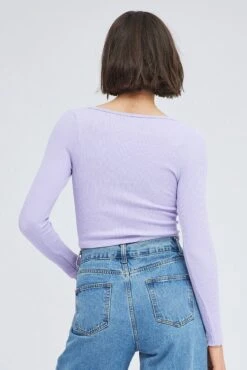 Purple Top Long Sleeve Scoop Neck Seamless 12 Purple Top Long Sleeve Scoop Neck Seamless -Women Clothing Shop bs2075 84j lavender 5