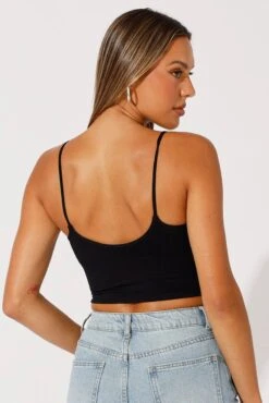 Black Bralette Round Neck Seamless -Women Clothing Shop bs2197 84j black 5