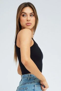 Black Singlet Top Seamless -Women Clothing Shop bs2199 39j black 4