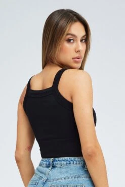 Black Singlet Top Seamless -Women Clothing Shop bs2199 39j black 5