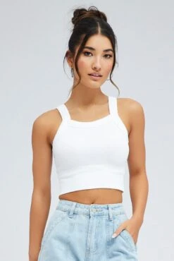 White Singlet Top Seamless -Women Clothing Shop bs2199 39j white 3