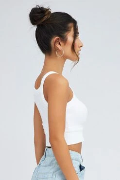 White Singlet Top Seamless -Women Clothing Shop bs2199 39j white 4