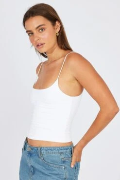 White Singlet Top Round Neck Supersoft -Women Clothing Shop bs2341 84j white 4