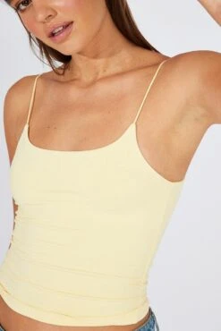 Yellow Singlet Top Round Neck Supersoft -Women Clothing Shop bs2341 84j yellow 6