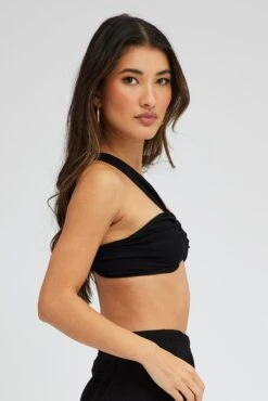 Black Bralette Twist One Shoulder Seamless -Women Clothing Shop bs2347 39jb black 4
