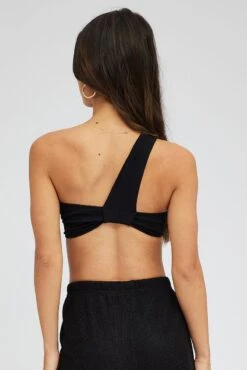 Black Bralette Twist One Shoulder Seamless -Women Clothing Shop bs2347 39jb black 5