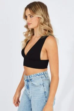 Black Bralette V Neck Seamless -Women Clothing Shop bs2483 39jb black 4