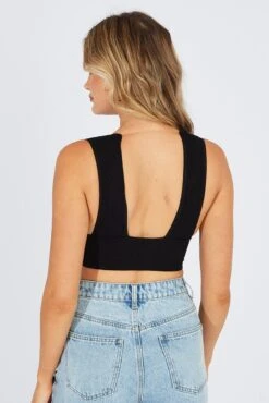 Black Bralette V Neck Seamless -Women Clothing Shop bs2483 39jb black 5