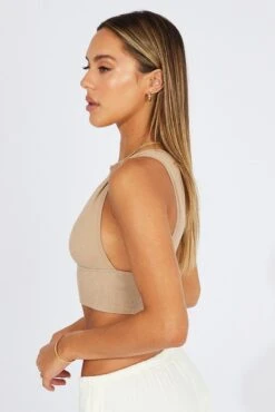 Brown Bralette V Neck Seamless -Women Clothing Shop bs2483 39jb mocha 4