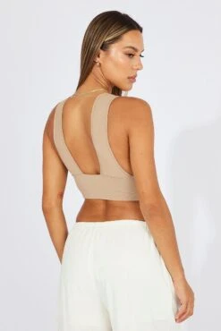 Brown Bralette V Neck Seamless -Women Clothing Shop bs2483 39jb mocha 5