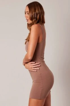 Brown Dress Sleeveless Scoop Neck Supersoft -Women Clothing Shop bs3007a 84j brown 4