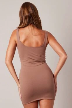 Brown Dress Sleeveless Scoop Neck Supersoft -Women Clothing Shop bs3007a 84j brown 5