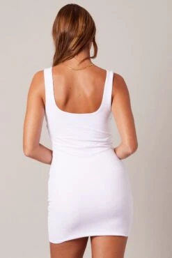 White Dress Sleeveless Scoop Neck Supersoft 12 White Dress Sleeveless Scoop Neck Supersoft -Women Clothing Shop bs3007a 84j white 5
