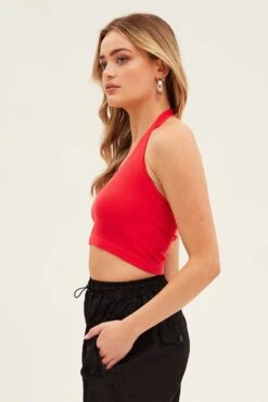 Red Halter Top Round Neck Seamless -Women Clothing Shop bs3010a 39j watermelon 4